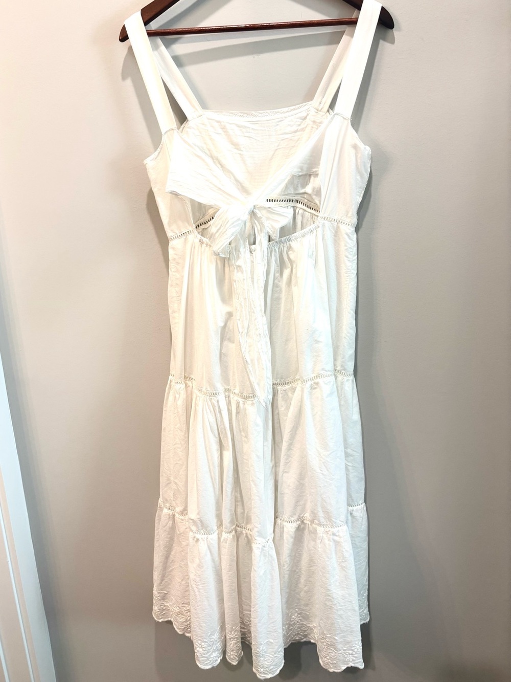 ZARA WHITE PINTUCK COTTON TIERED LIGHTWEIGHT SHOULDER STRAP RUFFLED BOTTOM SZ S - Picture 2 of 9